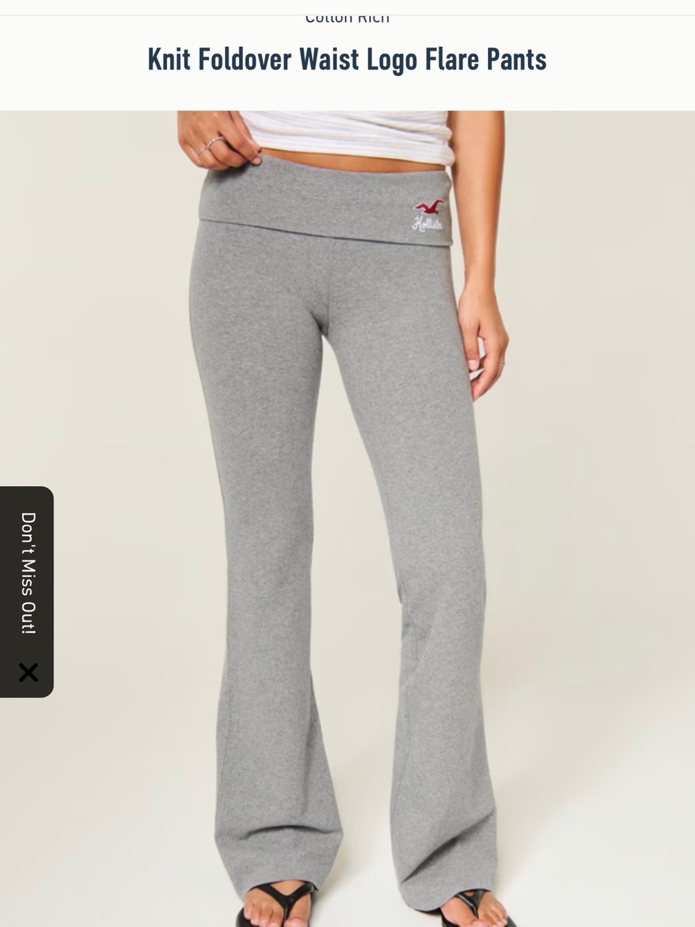 Hollister Light Gray Fold-Over Waist Yoga Pants with Red Logo - Picture 3 of 6